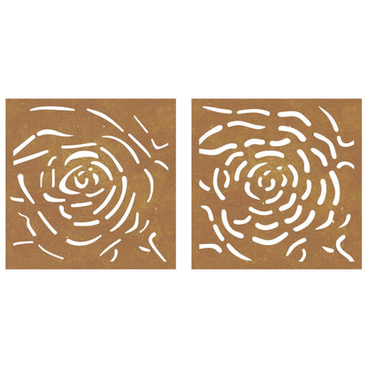 Wanddecoratie Tuin 2 St Rozenontwerp 55X55 Cm Cortenstaal