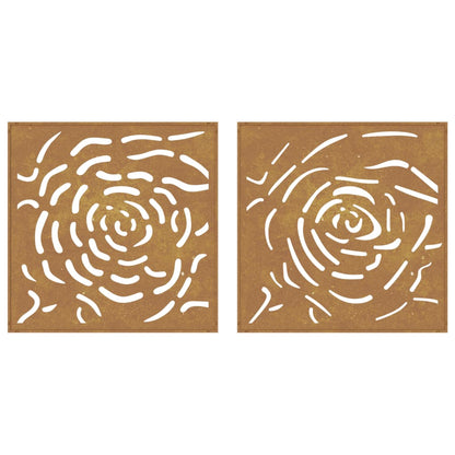 Wanddecoratie Tuin 2 St Rozenontwerp 55X55 Cm Cortenstaal