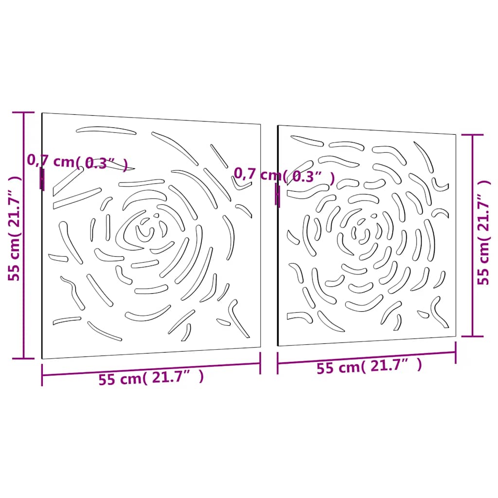 Wanddecoratie Tuin 2 St Rozenontwerp 55X55 Cm Cortenstaal