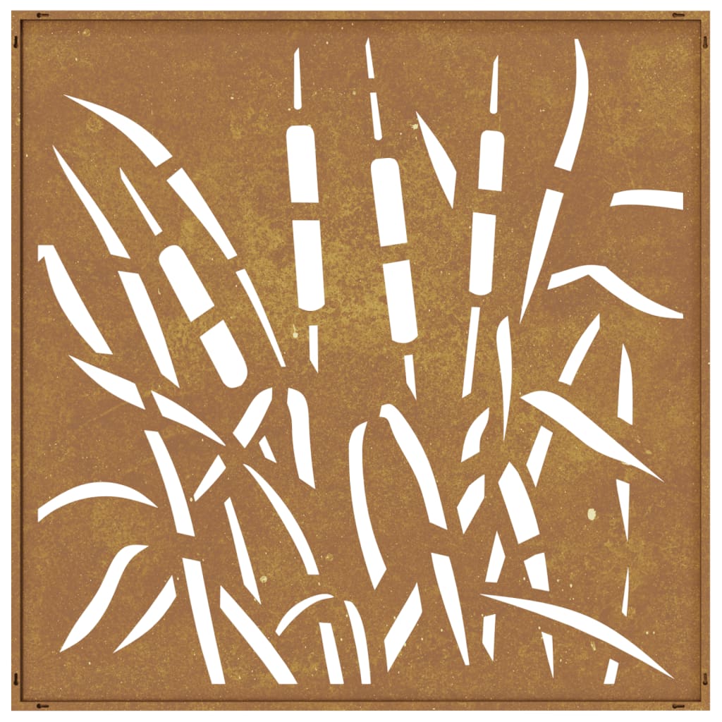 Wanddecoratie Tuin Grasontwerp 55X55 Cm Cortenstaal