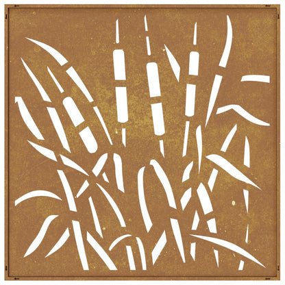 Wanddecoratie Tuin Grasontwerp 55X55 Cm Cortenstaal