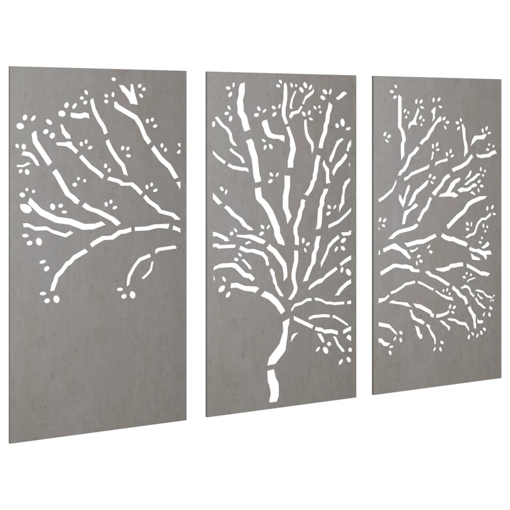 3-Delige Tuindecoratieset Boomontwerp 105X55 Cm Cortenstaal