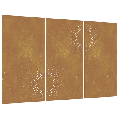 Wanddecoratie Tuin 3 St Zonontwerp 105X55 Cm Cortenstaal
