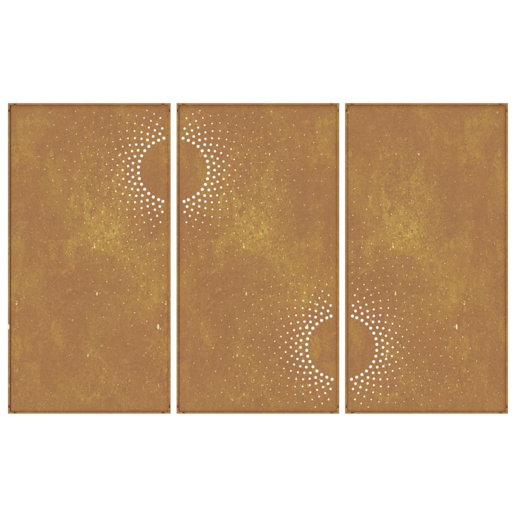 Wanddecoratie Tuin 3 St Zonontwerp 105X55 Cm Cortenstaal