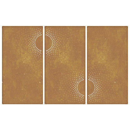 Wanddecoratie Tuin 3 St Zonontwerp 105X55 Cm Cortenstaal