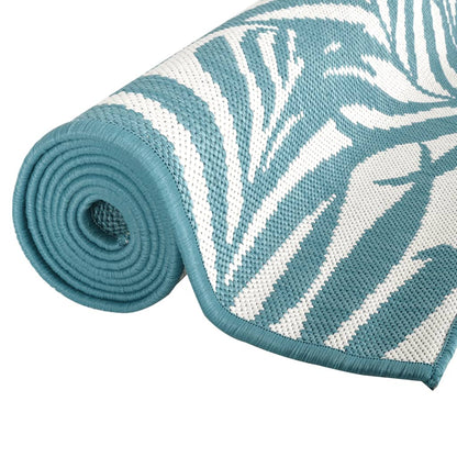 Buitenkleed Omkeerbaar 80X150 Cm Aqua En Wit