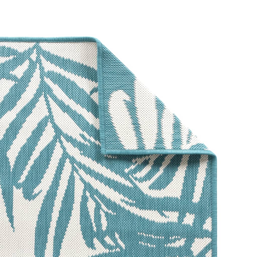 Buitenkleed Omkeerbaar 80X150 Cm Aqua En Wit