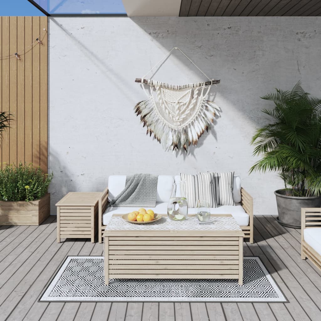 Buitenkleed Omkeerbaar 80X150 Cm Grijs En Wit