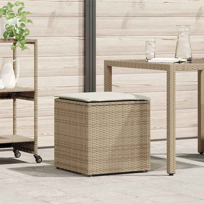 Kussenbox Met Opslag Beige 50 X 50 X 50 Cm Poly Rattan