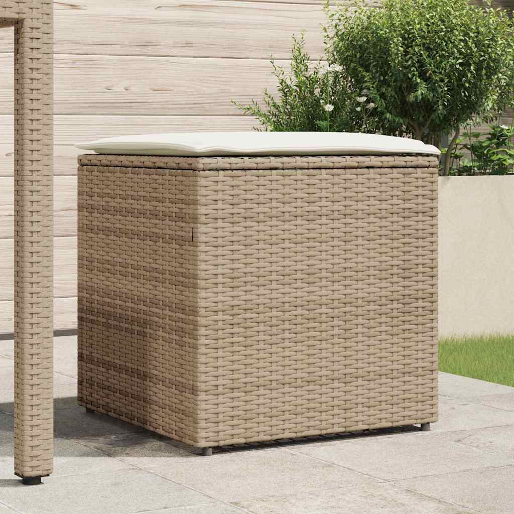 Kussenbox Met Opslag Beige 50 X 50 X 50 Cm Poly Rattan