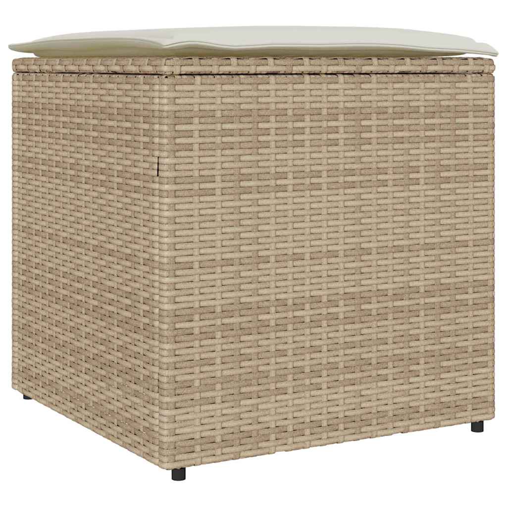 Kussenbox Met Opslag Beige 50 X 50 X 50 Cm Poly Rattan