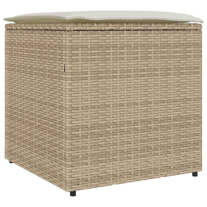 Kussenbox Met Opslag Beige 50 X 50 X 50 Cm Poly Rattan