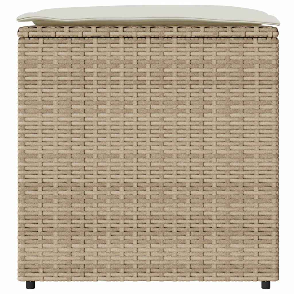 Kussenbox Met Opslag Beige 50 X 50 X 50 Cm Poly Rattan