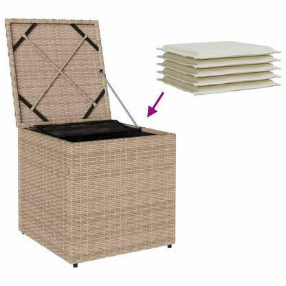 Kussenbox Met Opslag Beige 50 X 50 X 50 Cm Poly Rattan