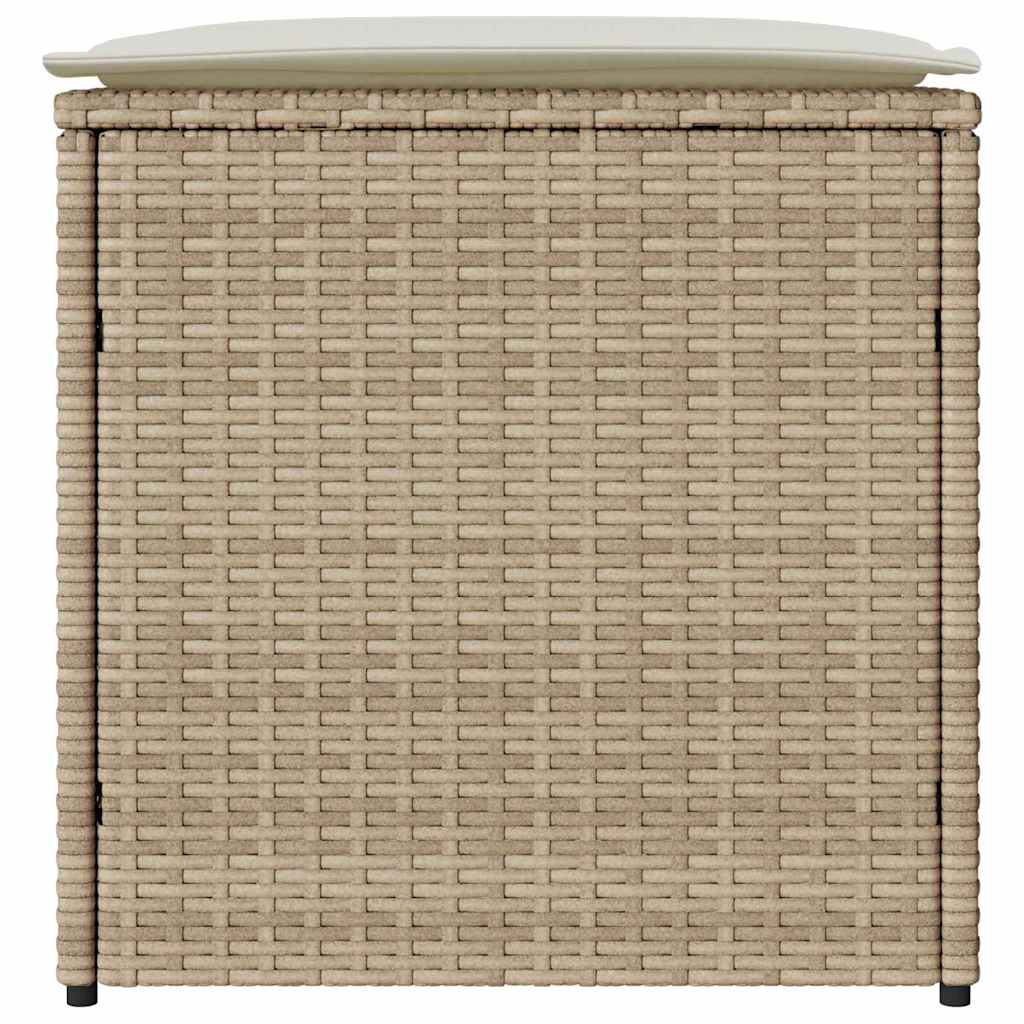 Kussenbox Met Opslag Beige 50 X 50 X 50 Cm Poly Rattan