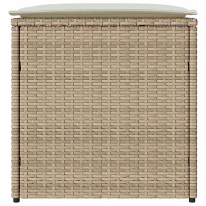 Kussenbox Met Opslag Beige 50 X 50 X 50 Cm Poly Rattan