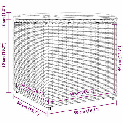 Kussenbox Met Opslag Beige 50 X 50 X 50 Cm Poly Rattan