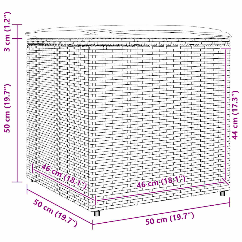 Kussenbox Met Opslag 50 X 50 X 50 Cm Poly Rattan