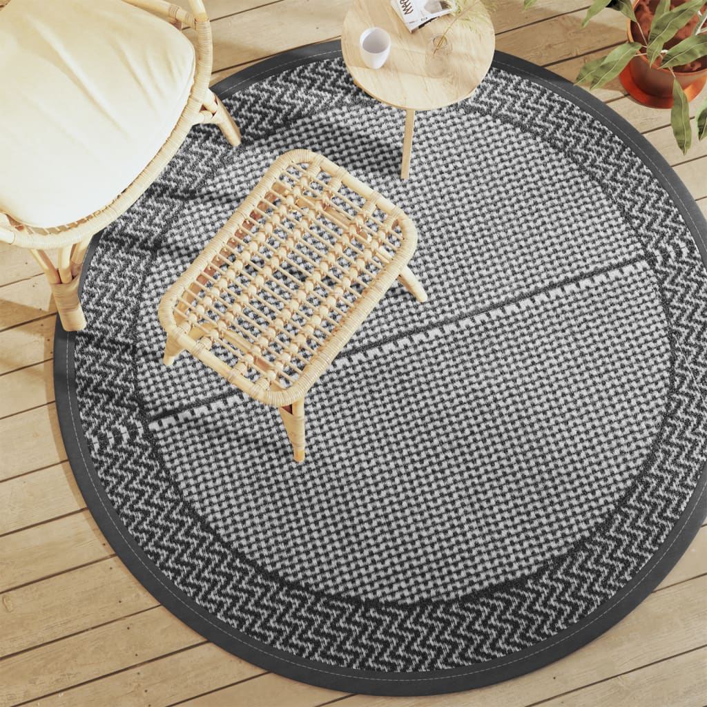 Buitenkleed Arakil Ø120 Cm Pp Zwart En Grijs