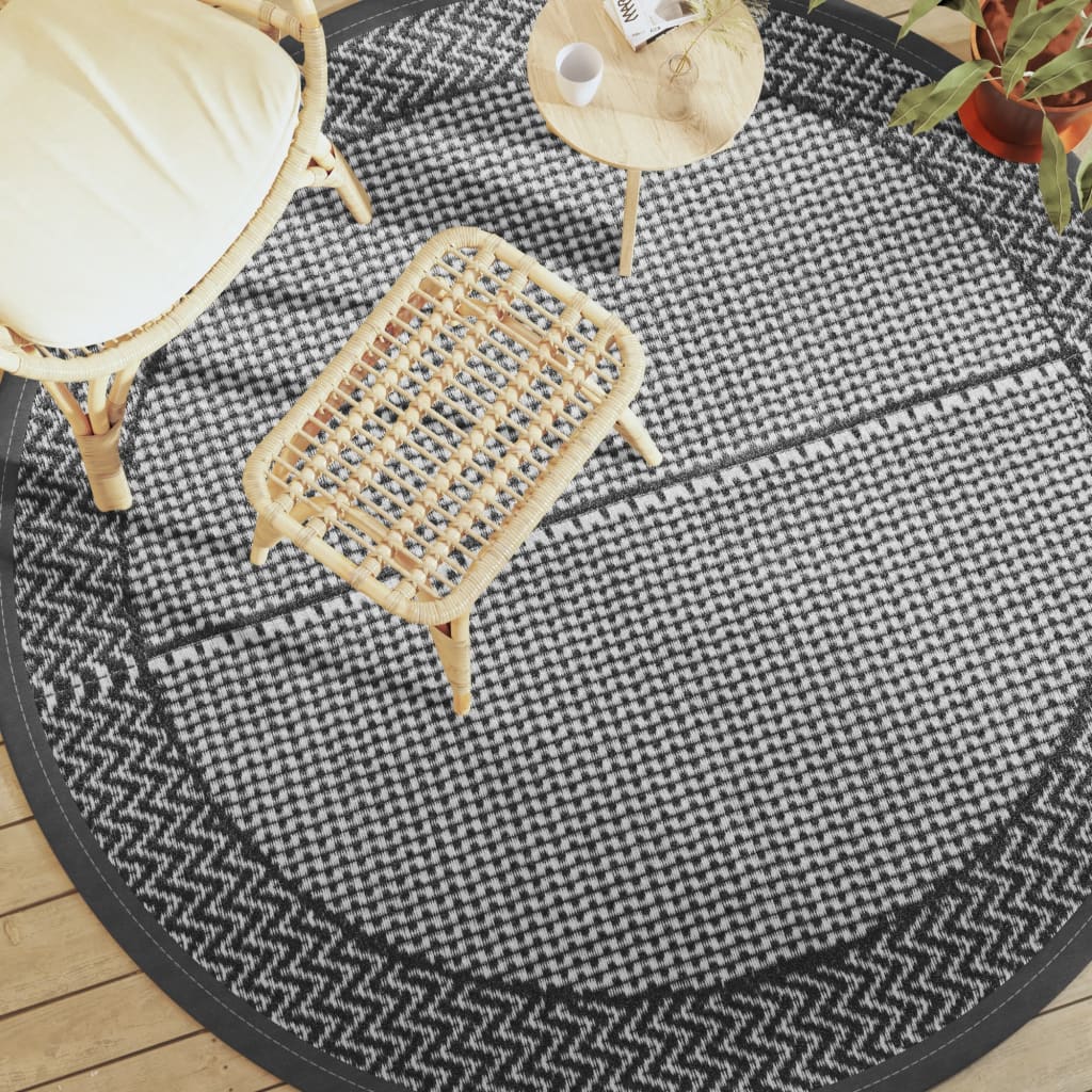 Buitenkleed Arakil Ø120 Cm Pp Zwart En Grijs