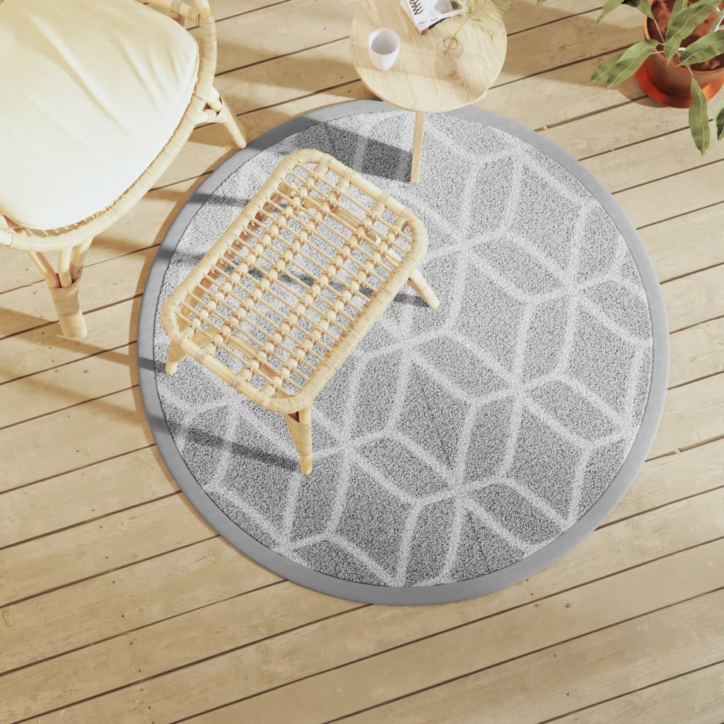 Buitenkleed Arakil Ø120 Cm Polypropeen Grijs En Wit