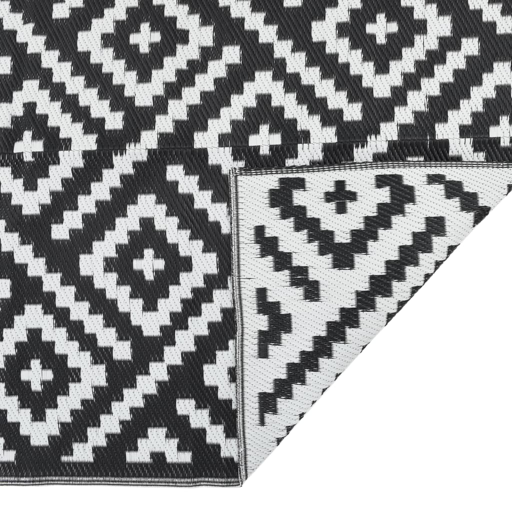Buitenkleed Arakil 80X250 Cm Polypropeen Wit En Zwart Vierkant Ontwerp