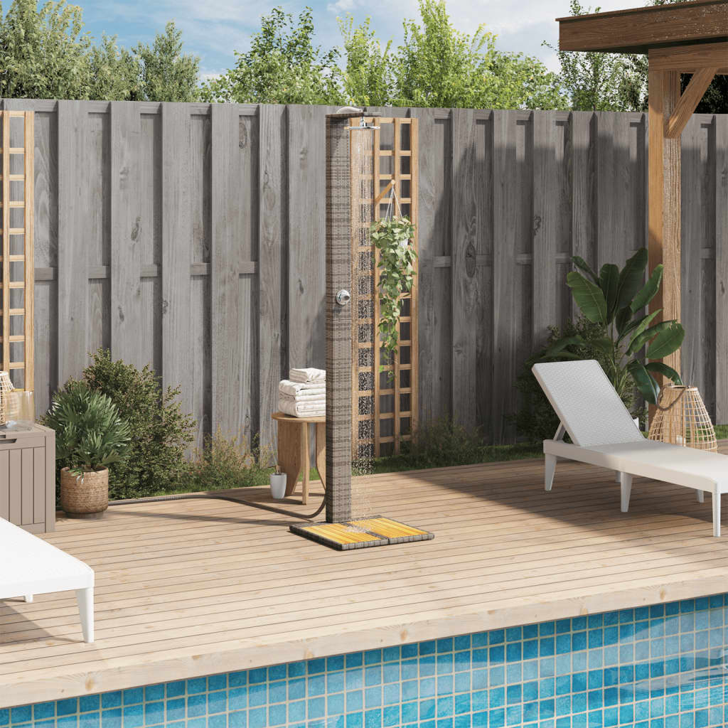 Buitendouche 50X55X224 Cm Poly Rattan En Acaciahout