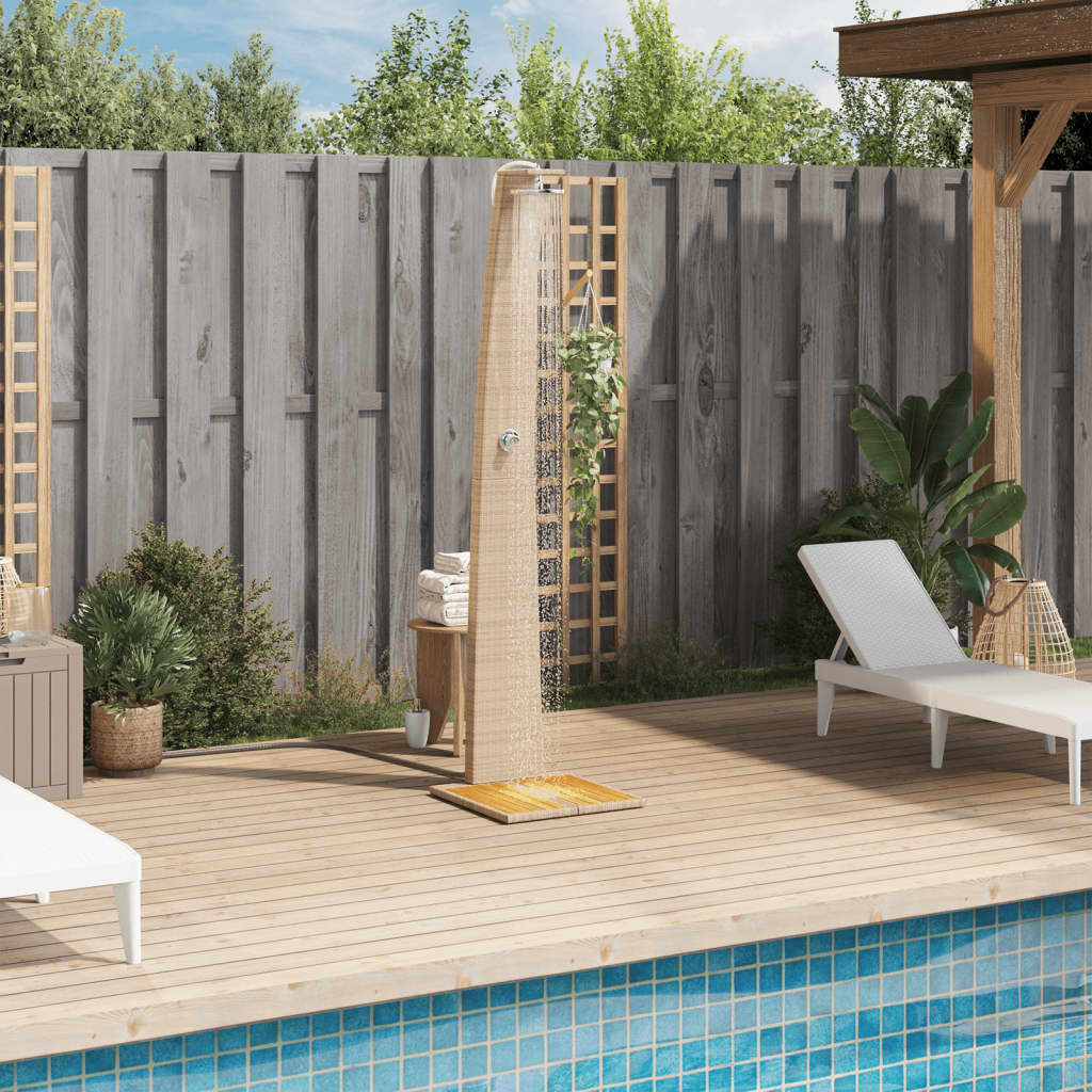 Buitendouche 55X60X224 Cm Poly Rattan En Acaciahout
