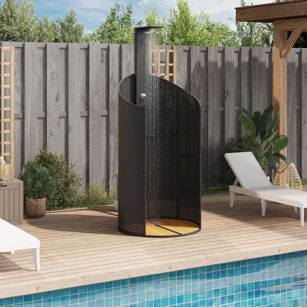 Buitendouche 100X100X241,5 Cm Poly Rattan En Acaciahout