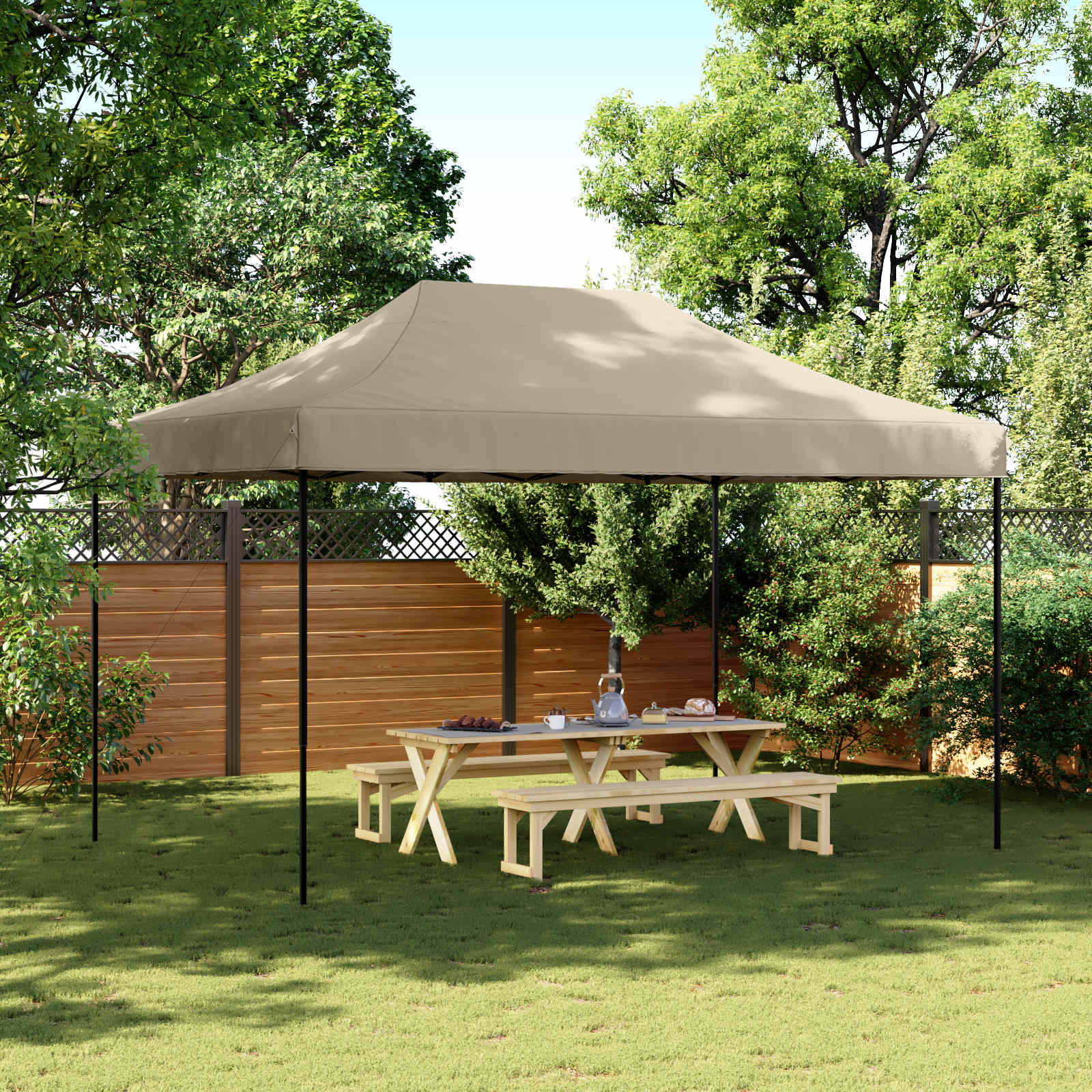 Partytent Inklapbaar Pop-Up 440X292X315 Cm Taupe
