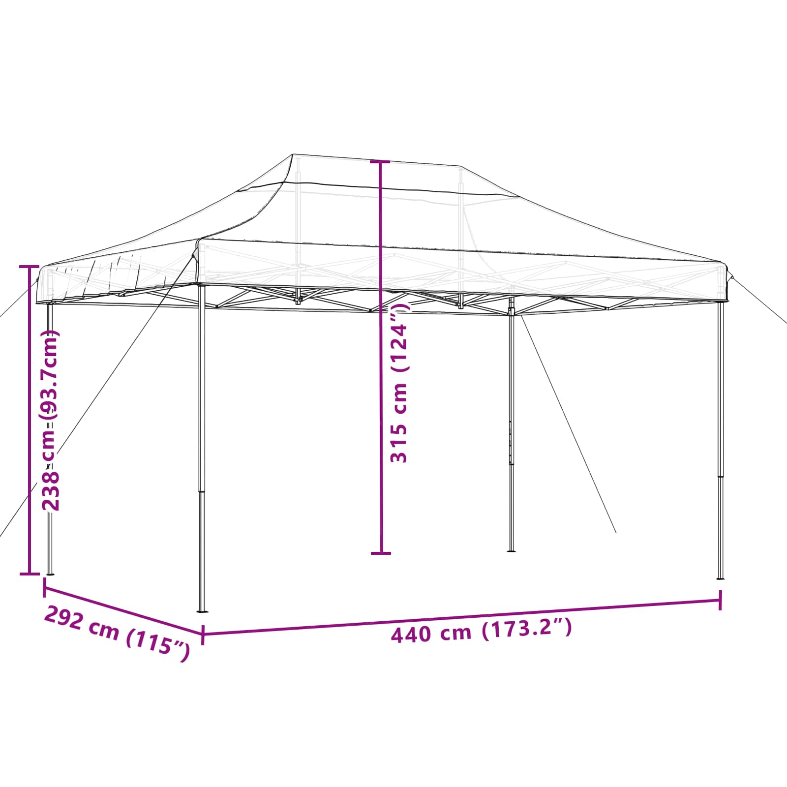 Partytent Inklapbaar Pop-Up 440X292X315 Cm Terracotta