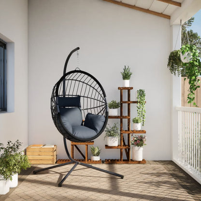 Hangstoel Met Standaard Rattan En Staal Kleurig