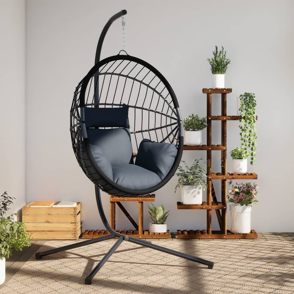 Hangstoel Met Standaard Rattan En Staal Kleurig
