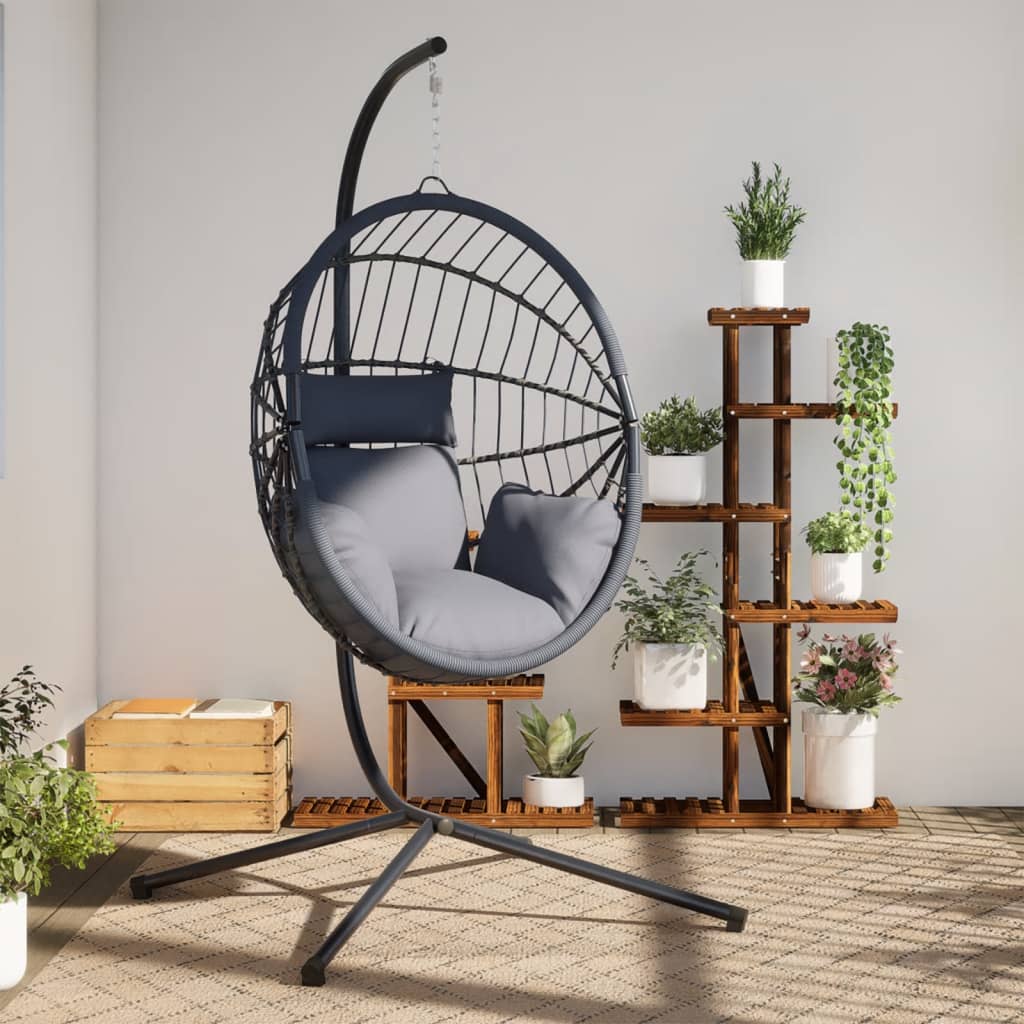 Hangstoel Met Standaard Rattan En Staal Kleurig
