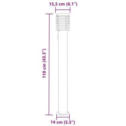 Buitenvloerlamp 110 Cm Roestvrijstaal Zwart