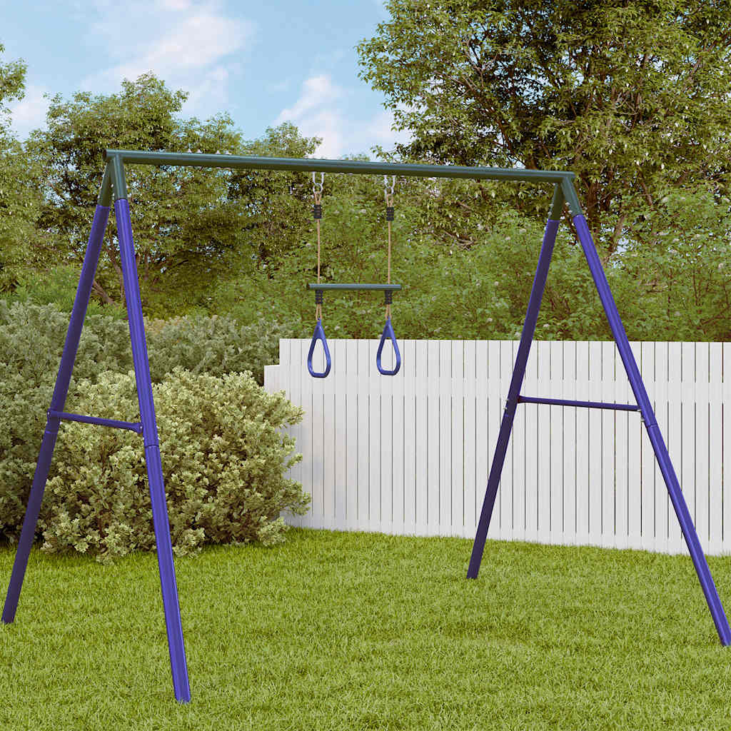 Trapezestang En Ringen Voor Kinderen Staal Blauw En Donkergroen
