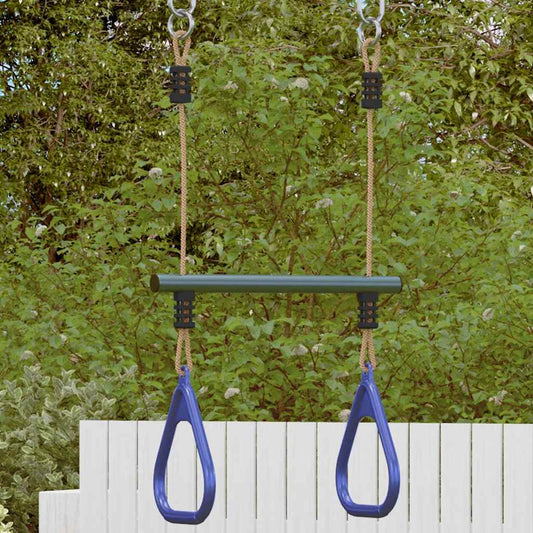 Trapezestang En Ringen Voor Kinderen Staal Blauw En Donkergroen