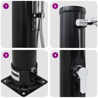 Buitenzonne-Douche Zwart 217 Cm Pvc En Aluminium