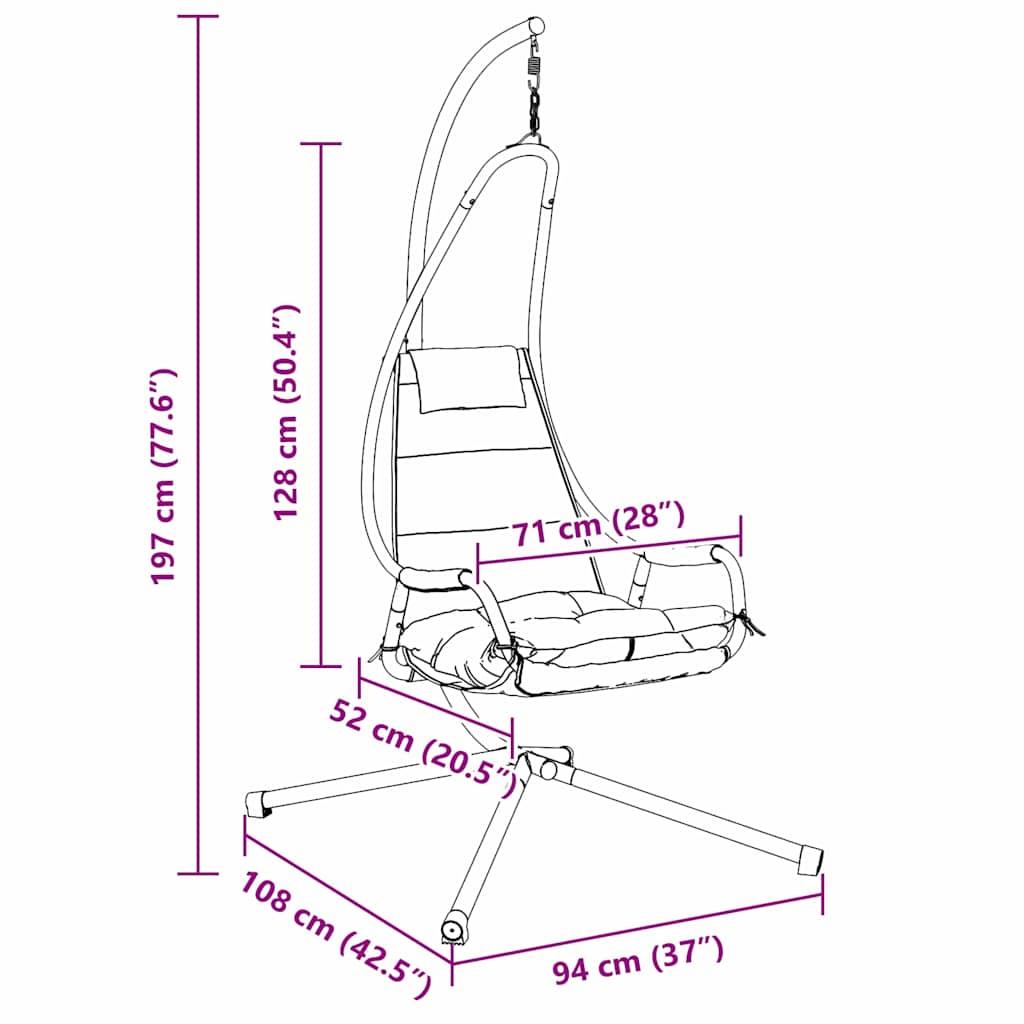 Hangende Ei-Stoel 94 X 107 X 196,5 Cm Staal