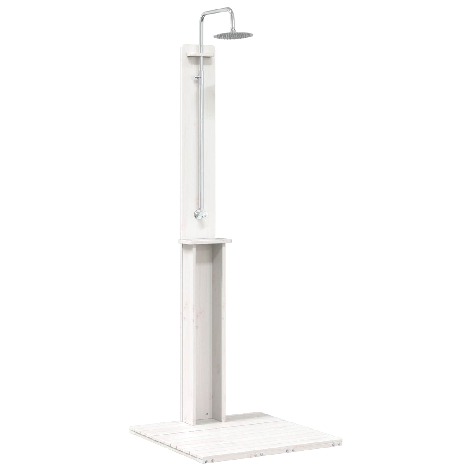 Buitendouche 206 Cm Massief Grenenhout En Roestvrij Staal Wit