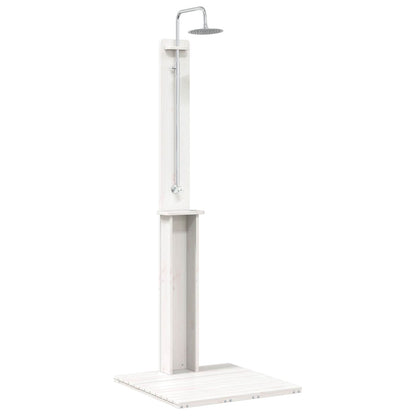 Buitendouche 206 Cm Massief Grenenhout En Roestvrij Staal Wit