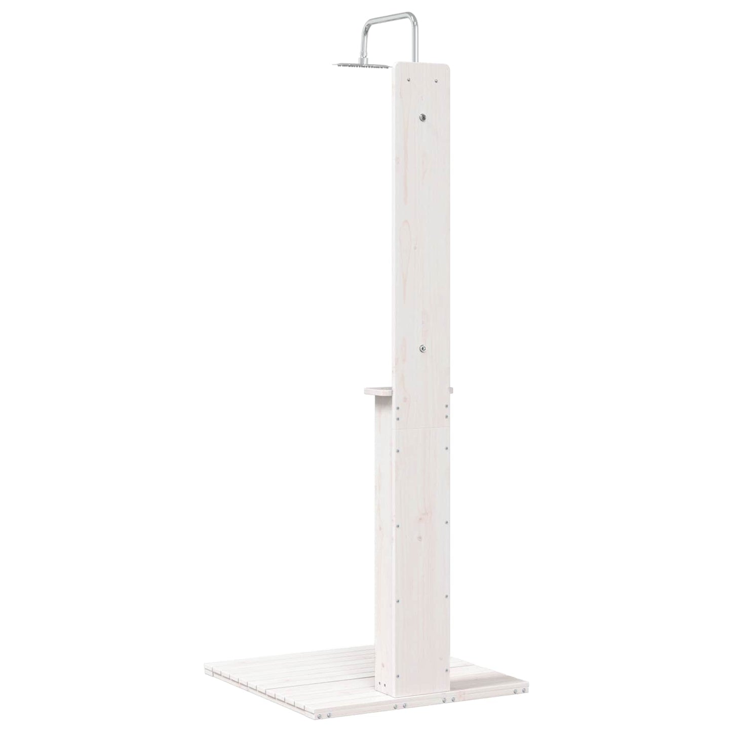 Buitendouche 206 Cm Massief Grenenhout En Roestvrij Staal Wit