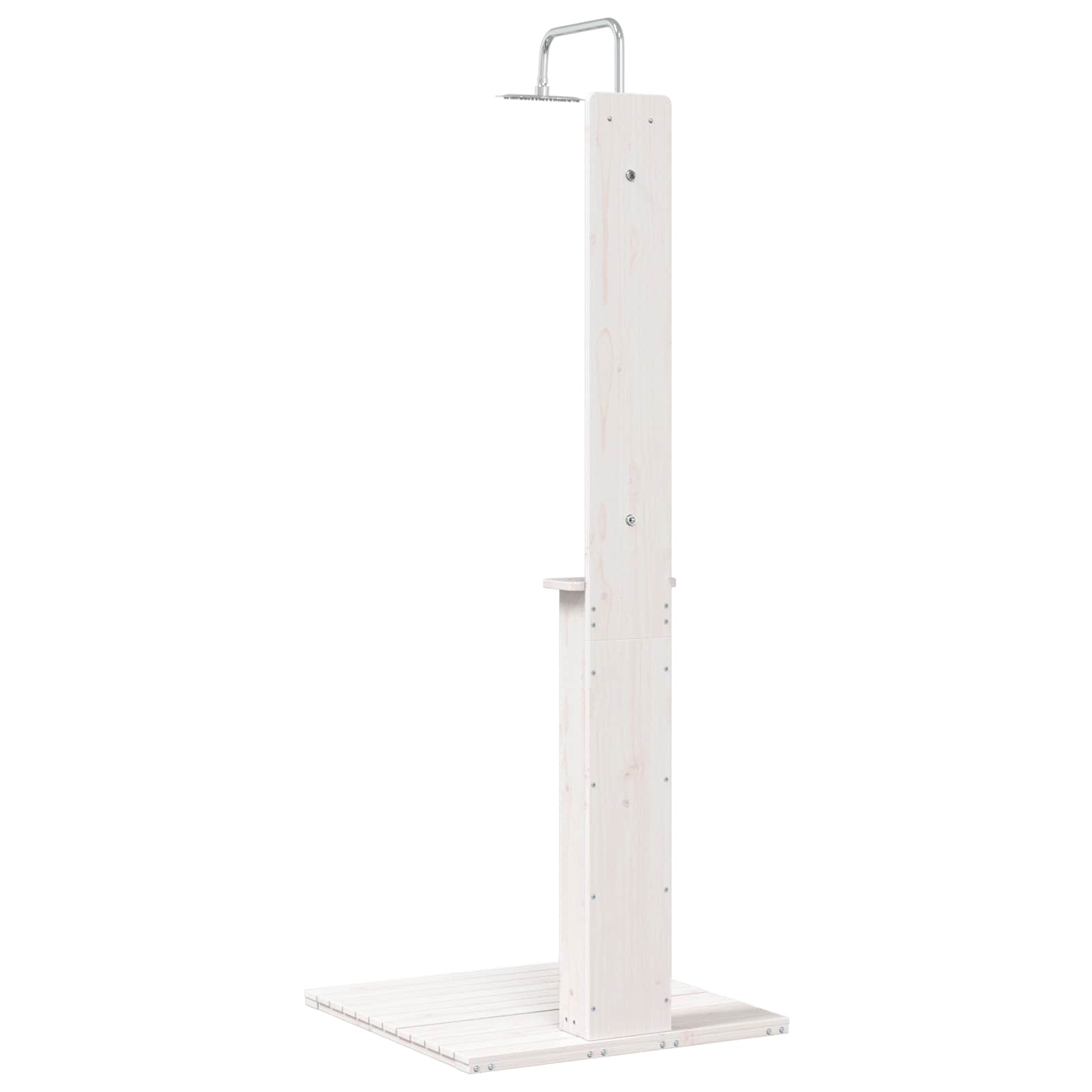 Buitendouche 206 Cm Massief Grenenhout En Roestvrij Staal Wit