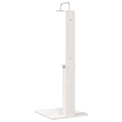 Buitendouche 206 Cm Massief Grenenhout En Roestvrij Staal Wit