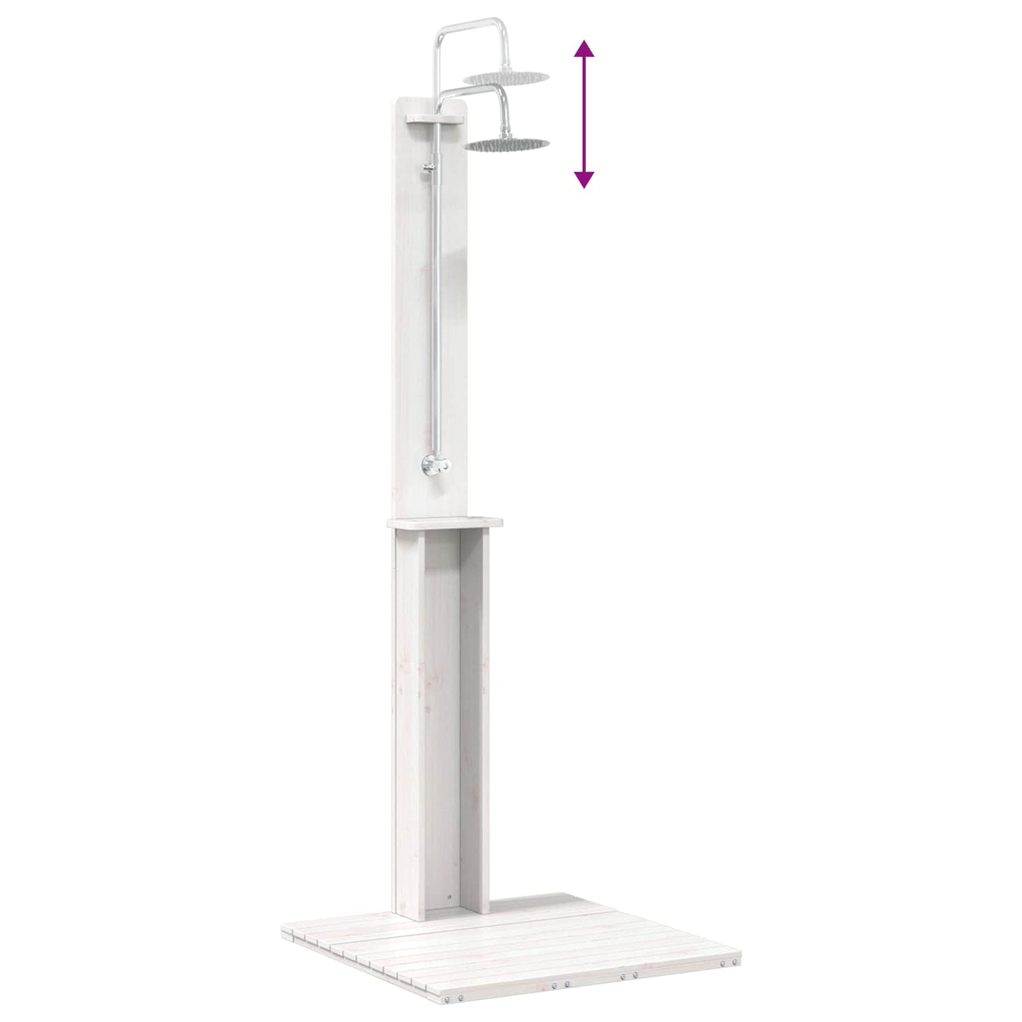 Buitendouche 206 Cm Massief Grenenhout En Roestvrij Staal Wit