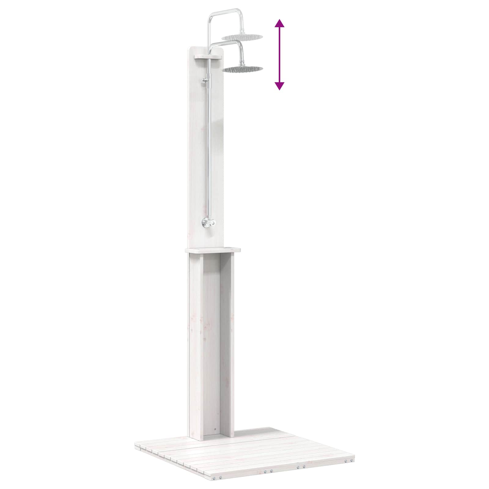 Buitendouche 206 Cm Massief Grenenhout En Roestvrij Staal Wit