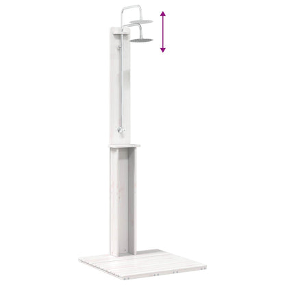Buitendouche 206 Cm Massief Grenenhout En Roestvrij Staal Wit