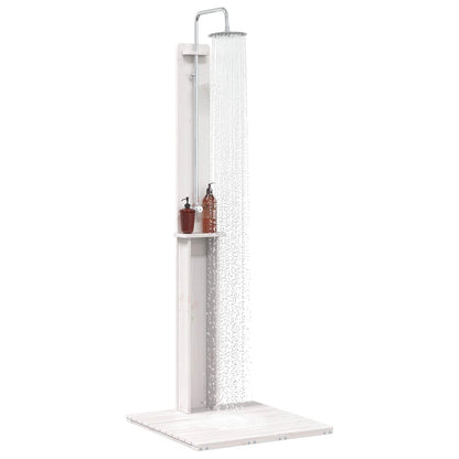 Buitendouche 206 Cm Massief Grenenhout En Roestvrij Staal Wit