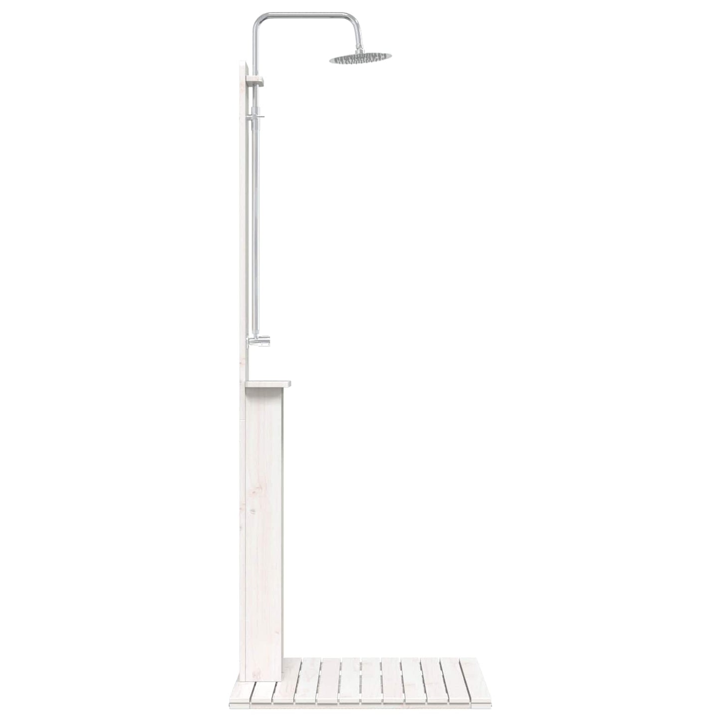 Buitendouche 206 Cm Massief Grenenhout En Roestvrij Staal Wit