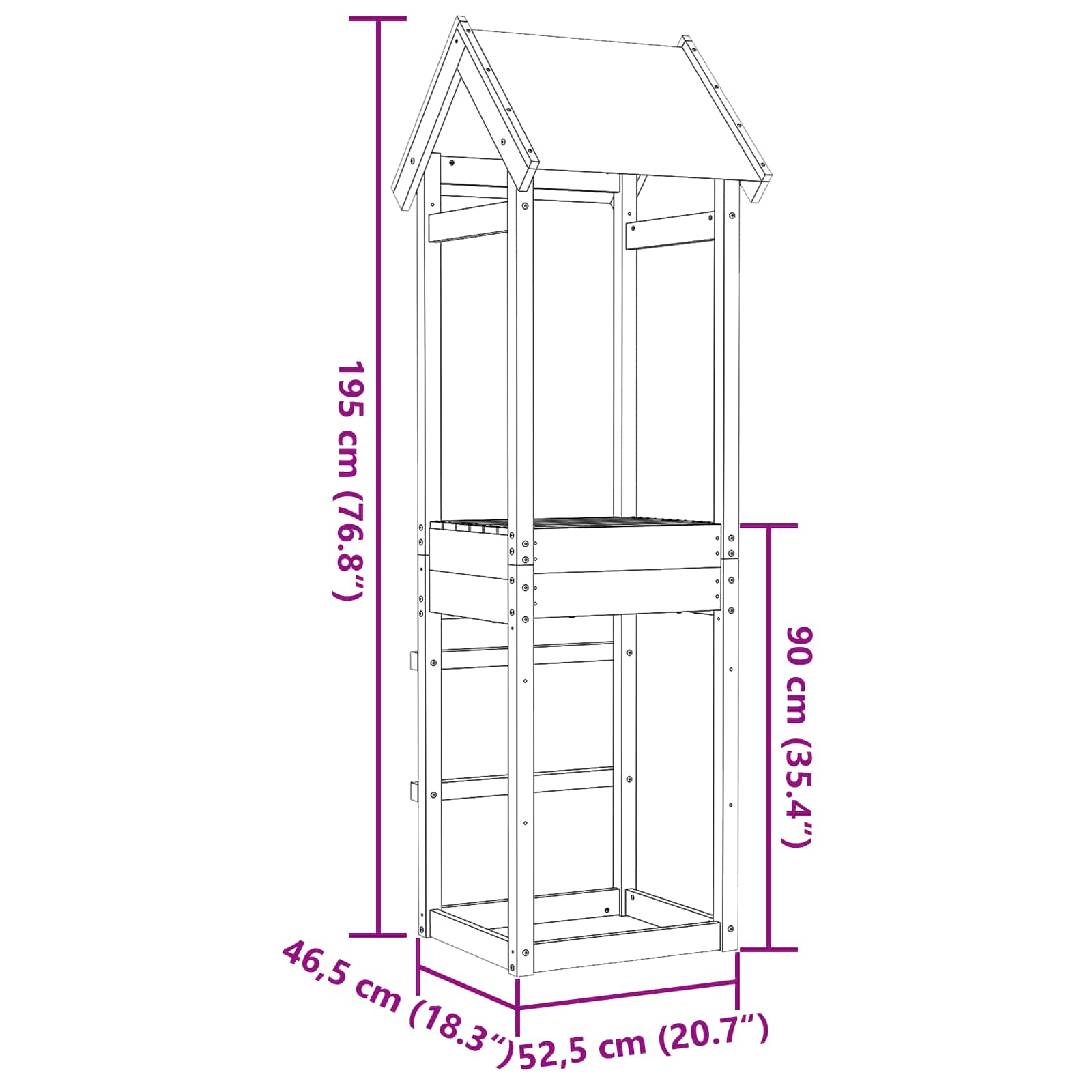 Speeltoren Bruin 52,5 X 46,5 X 195 Cm Massief Douglas Hout